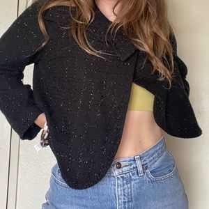 Vintage Metallic 'Thread-Shot' Boxy Open Blazer